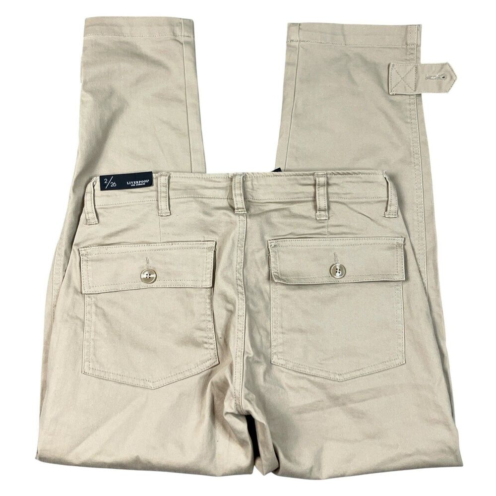 Liverpool‎ Utility Pants Womens 2/26 Khaki Cotton Cropped Outdoors Granola Girl
